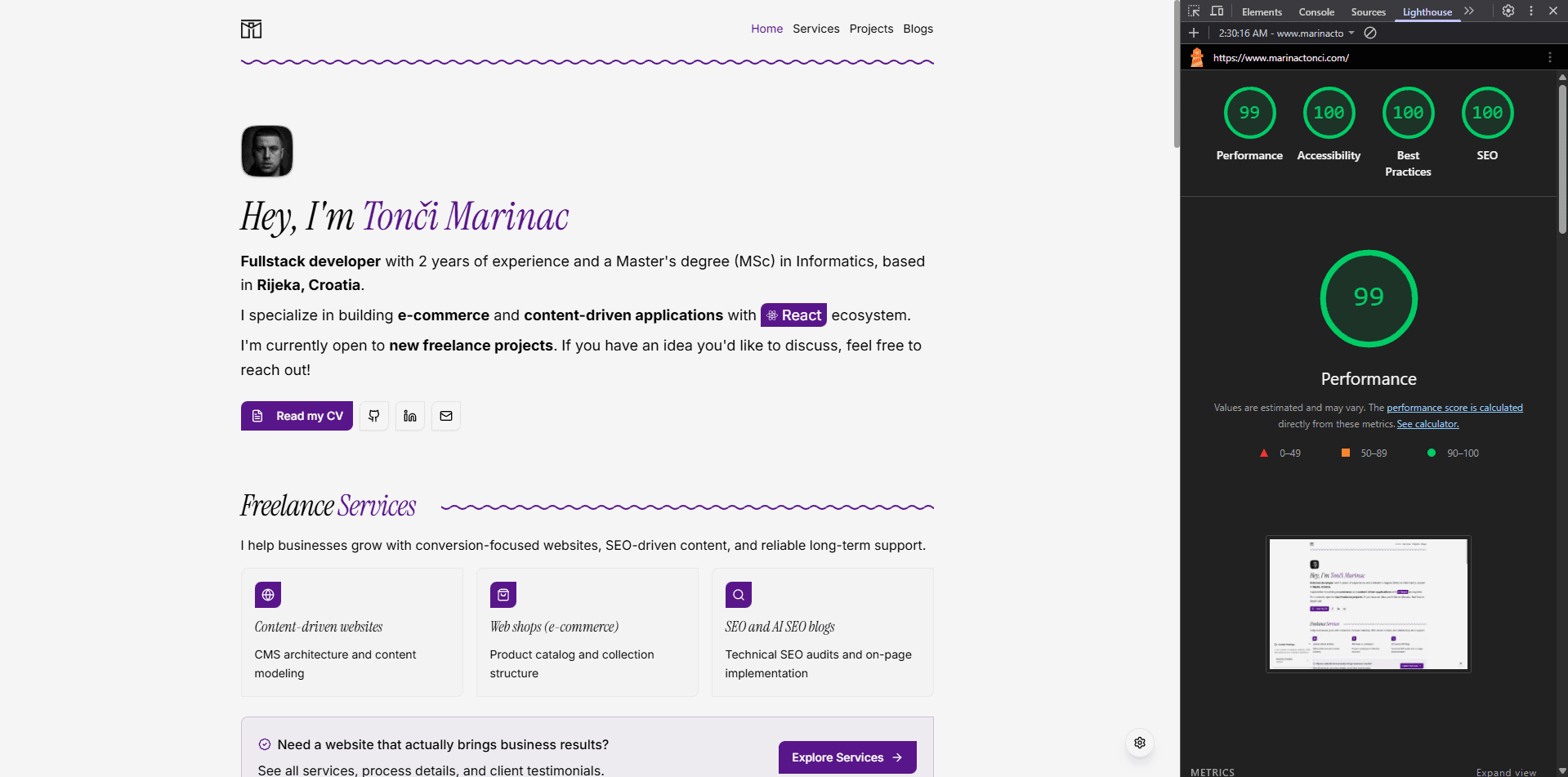 Navigate to How I Achieved 100 Scores on Lighthouse Metrics on My Portfolio Website How I Achieved 100 Scores on Lighthouse Metrics on My Portfolio Website